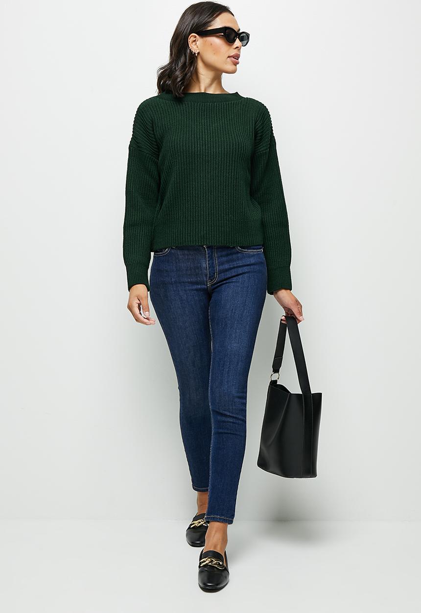 edit - Loft ribbed yan vback jumper - dark green