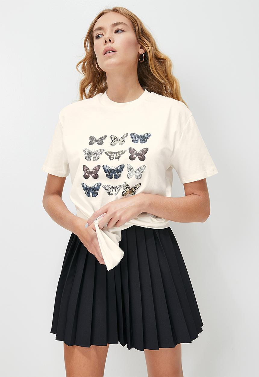 Blake - Oversized graphic tee -  ecru