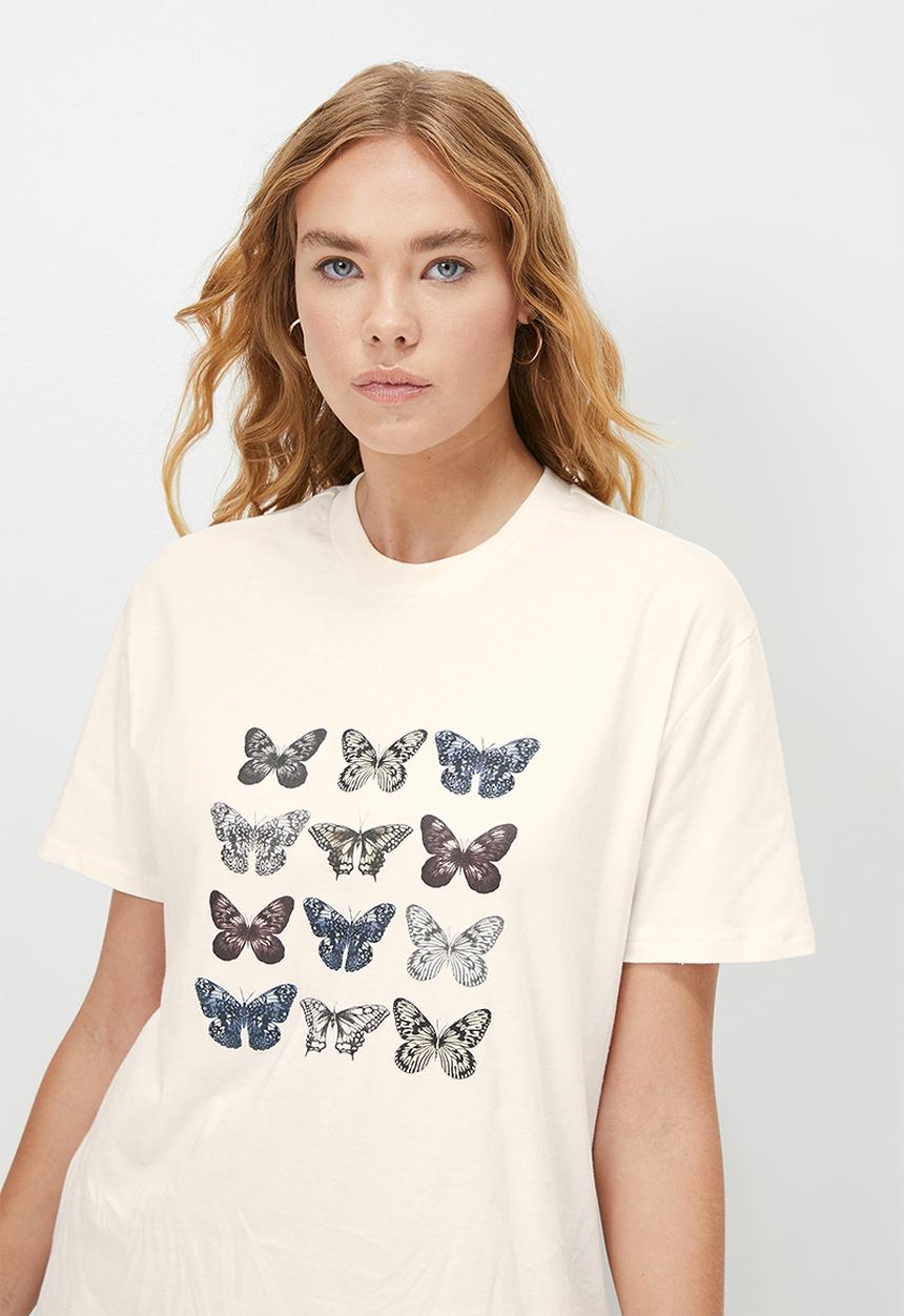 Blake - Oversized graphic tee -  ecru