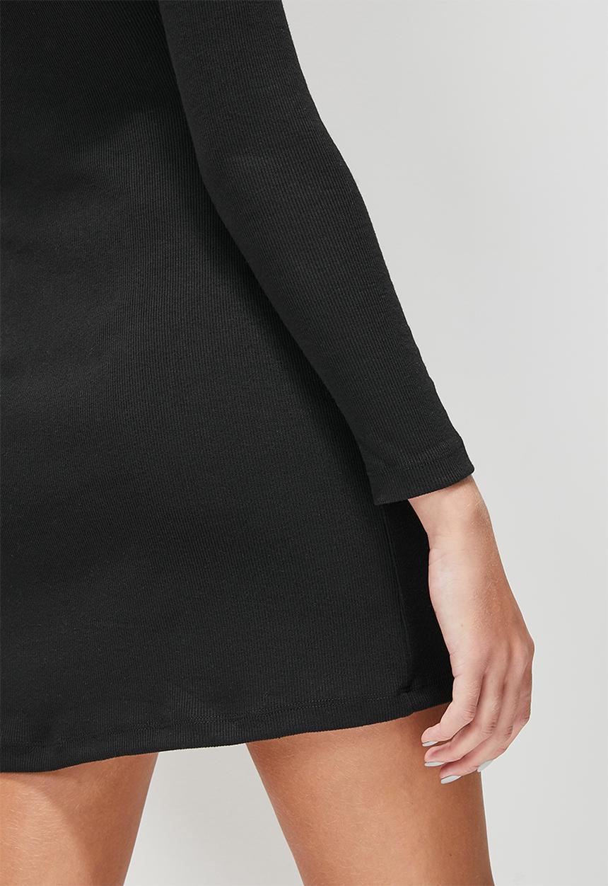 Blake - Ruched front button down mini dress - black