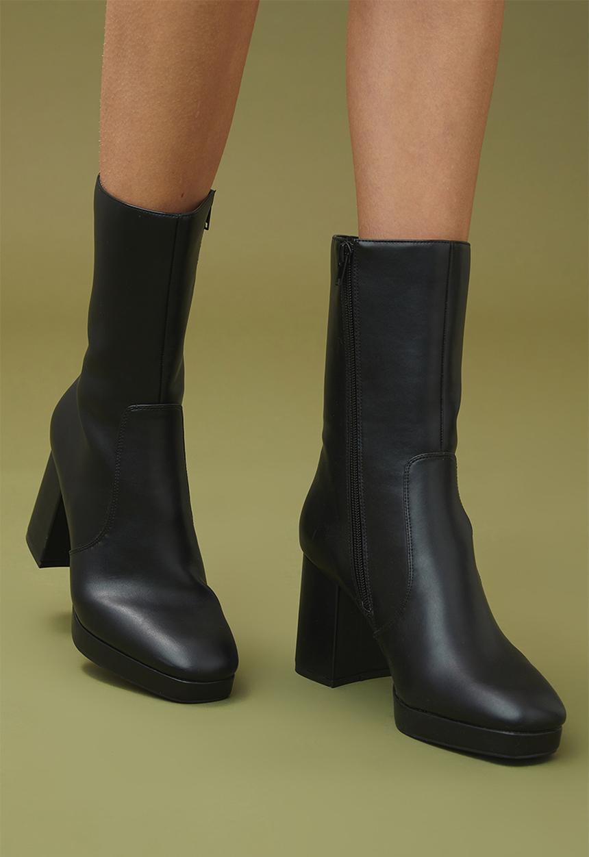 Cotton On - Farah platform boot - black smooth