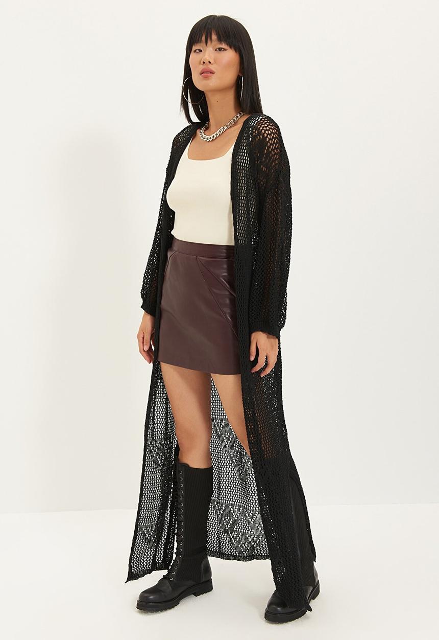 Trendyol - Openwork knitwear cardigan - black