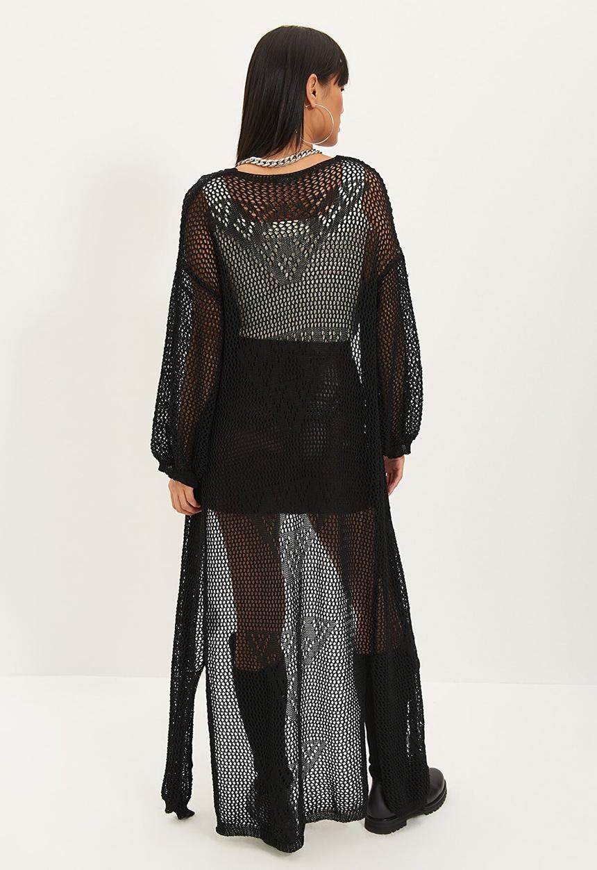 Trendyol - Openwork knitwear cardigan - black
