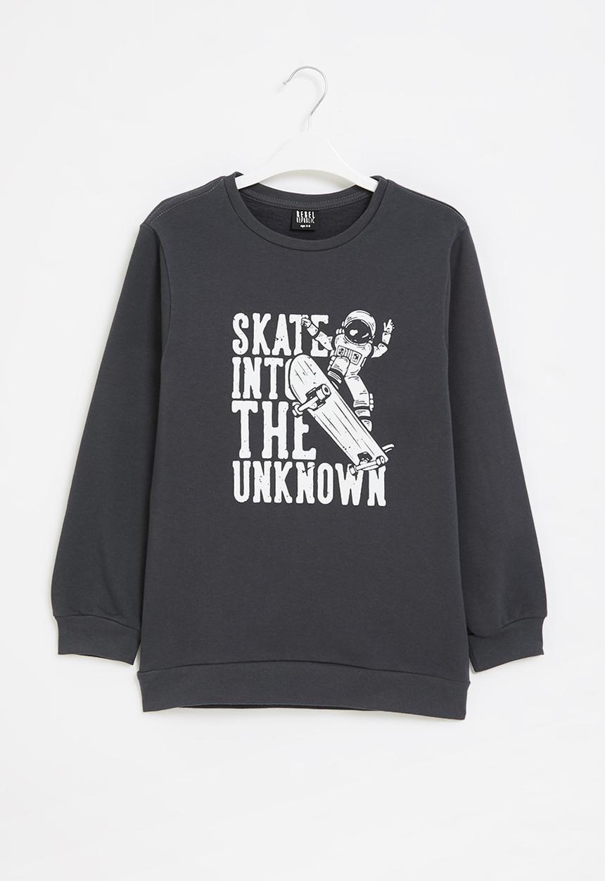 Rebel Republic - Boys crew graphic sweatshirt - charcoal