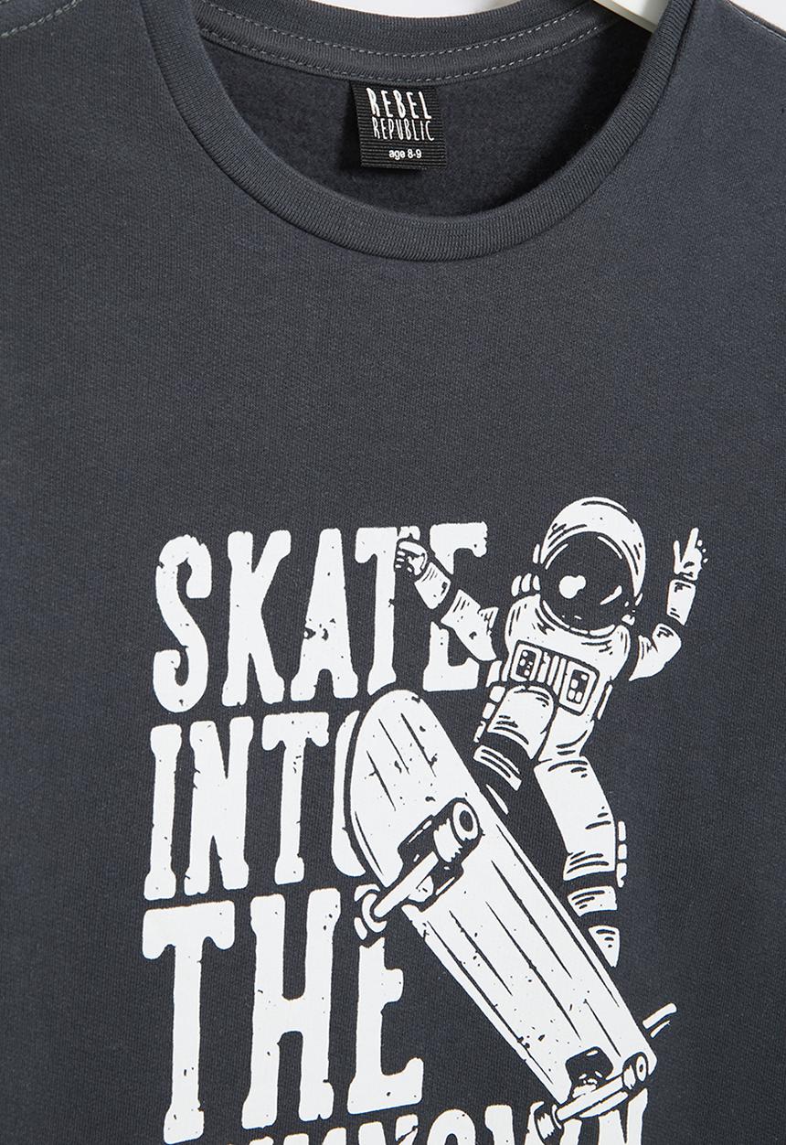 Rebel Republic - Boys crew graphic sweatshirt - charcoal
