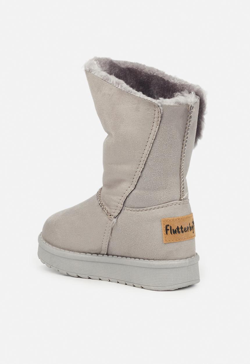 Flutterby - Girls cozy button detail boots - grey