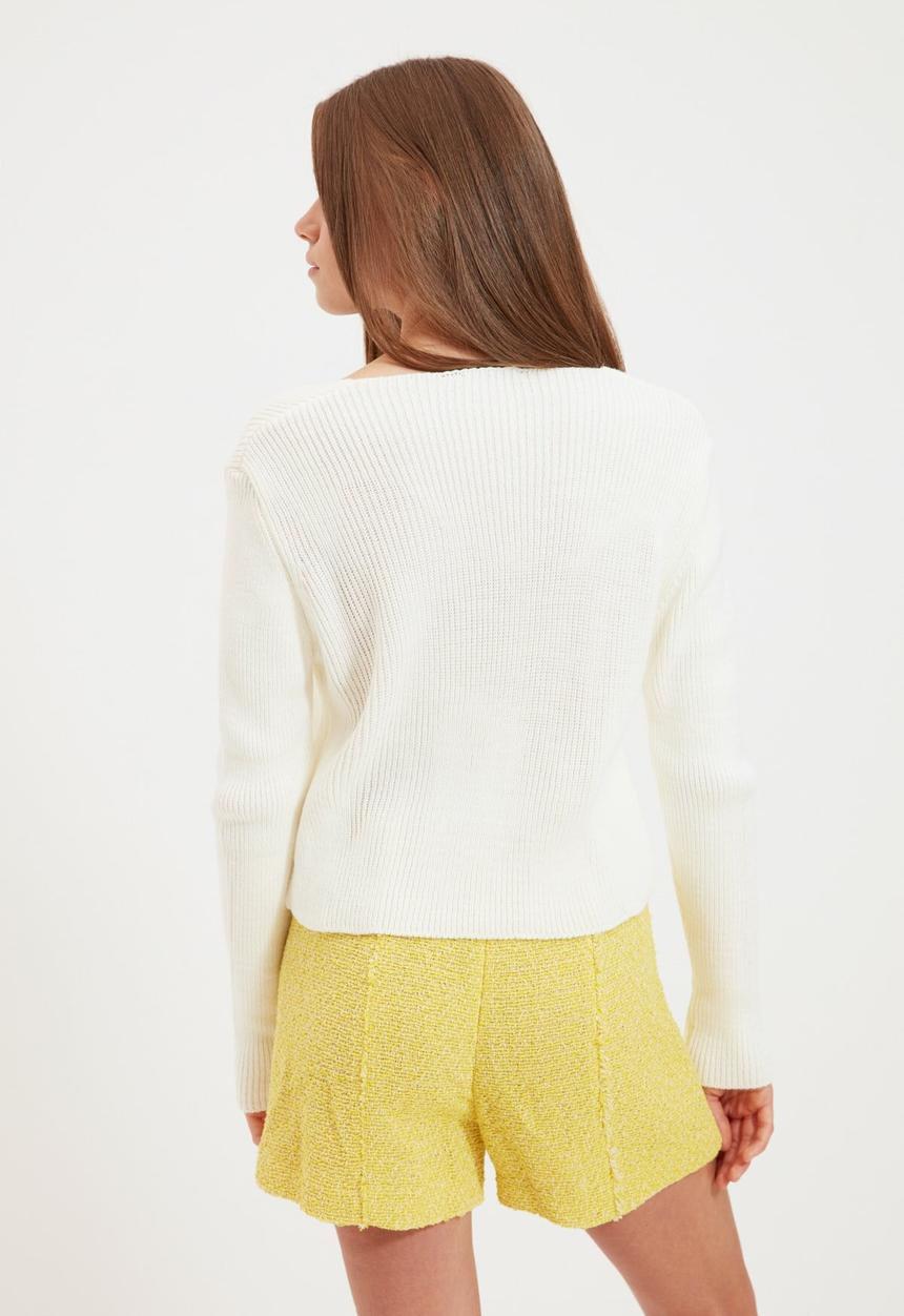 Trendyol - Tie detailed knitwear - ecru