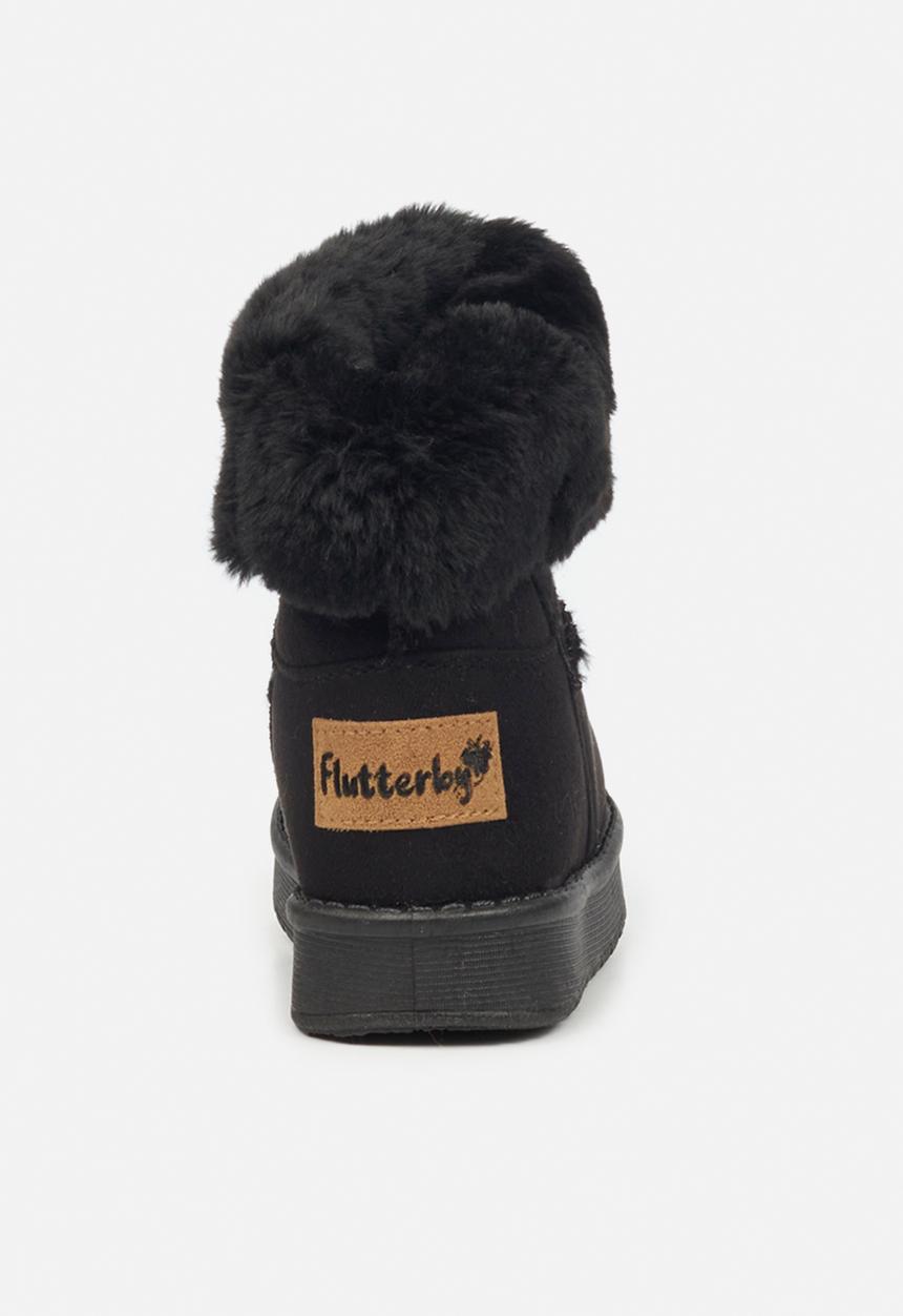 Flutterby - Girls cozy button detail boots - black
