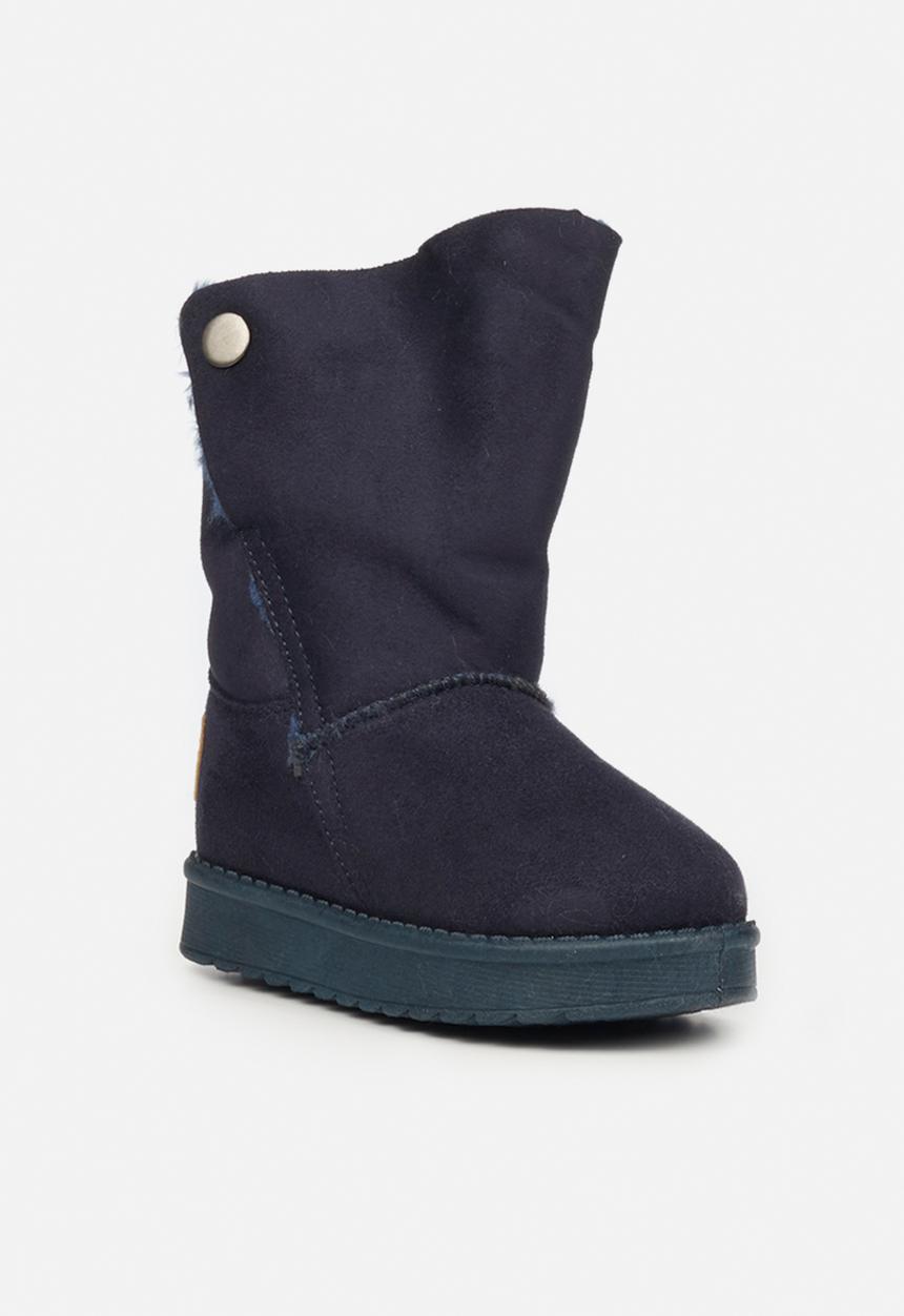 Flutterby - Girls cozy button detail boots - navy