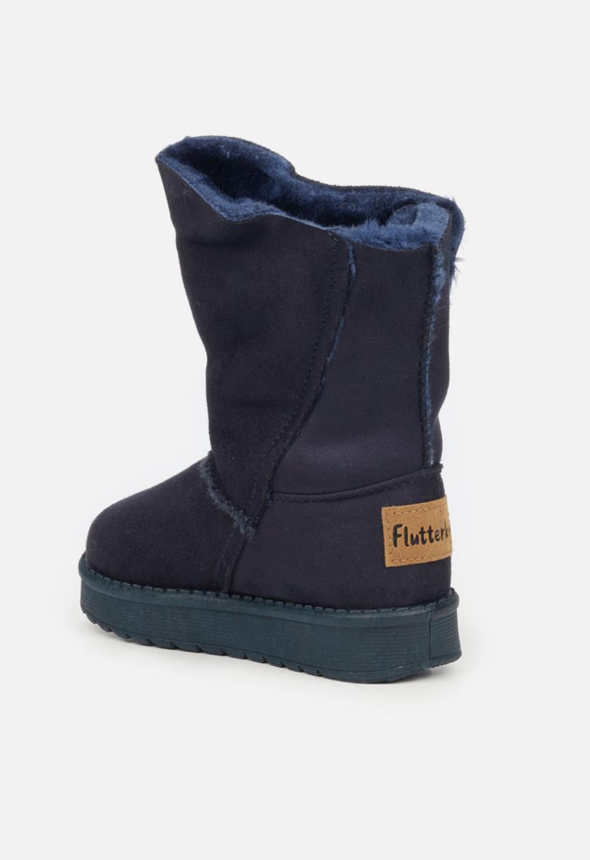 Flutterby - Girls cozy button detail boots - navy