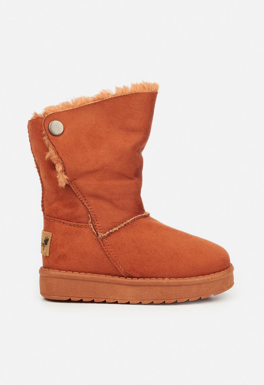 Flutterby - Girls cozy button detail boots - brown