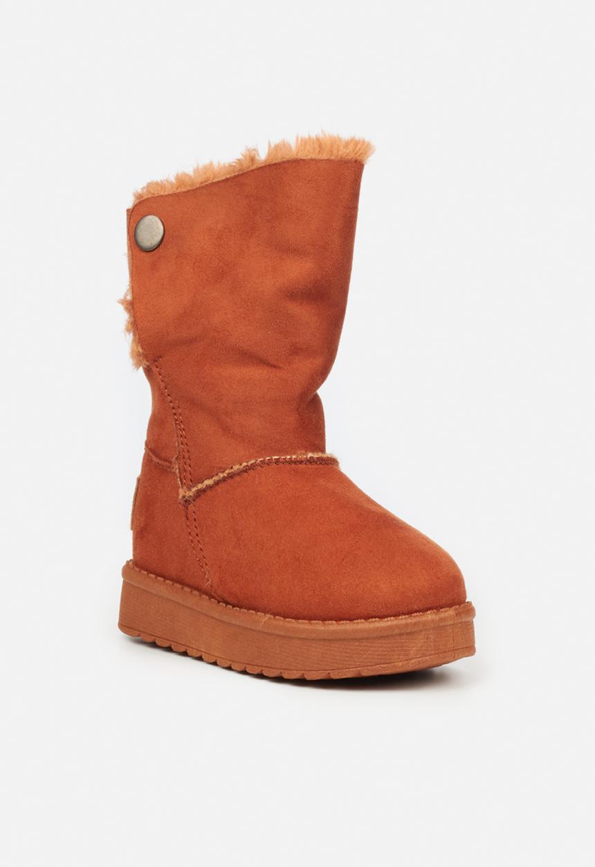 Flutterby - Girls cozy button detail boots - brown