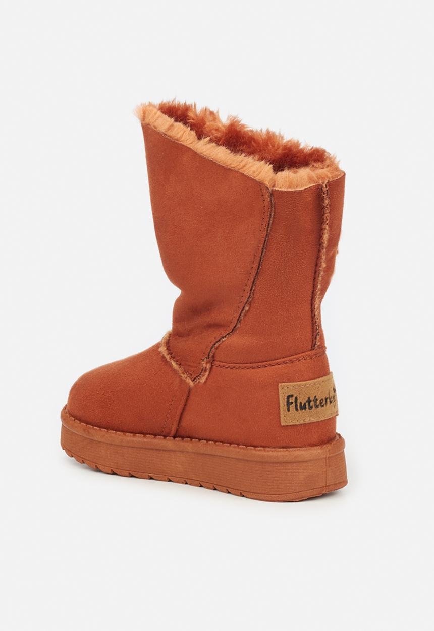 Flutterby - Girls cozy button detail boots - brown
