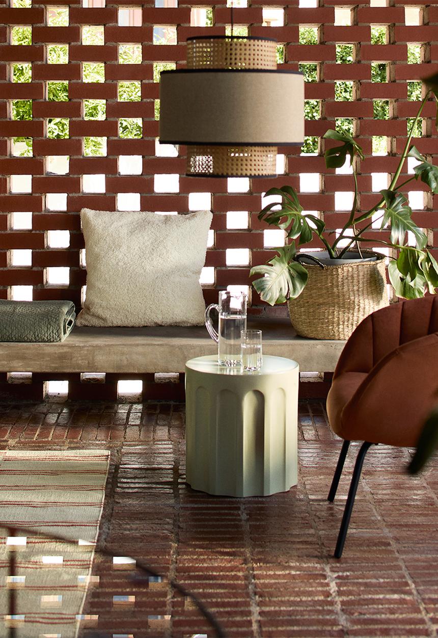 Sixth Floor - Dutch weave & fabric pendant - natural