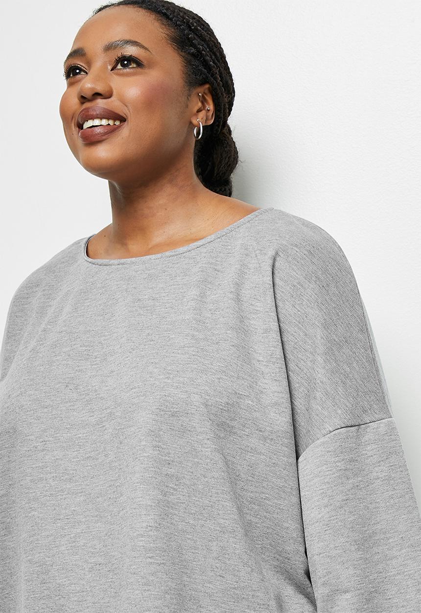 edit Plus - Loop back longline tee - light grey melange