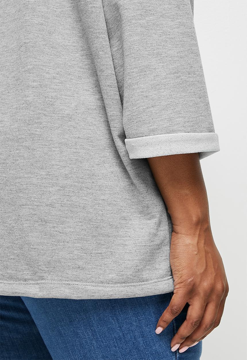 edit Plus - Loop back longline tee - light grey melange