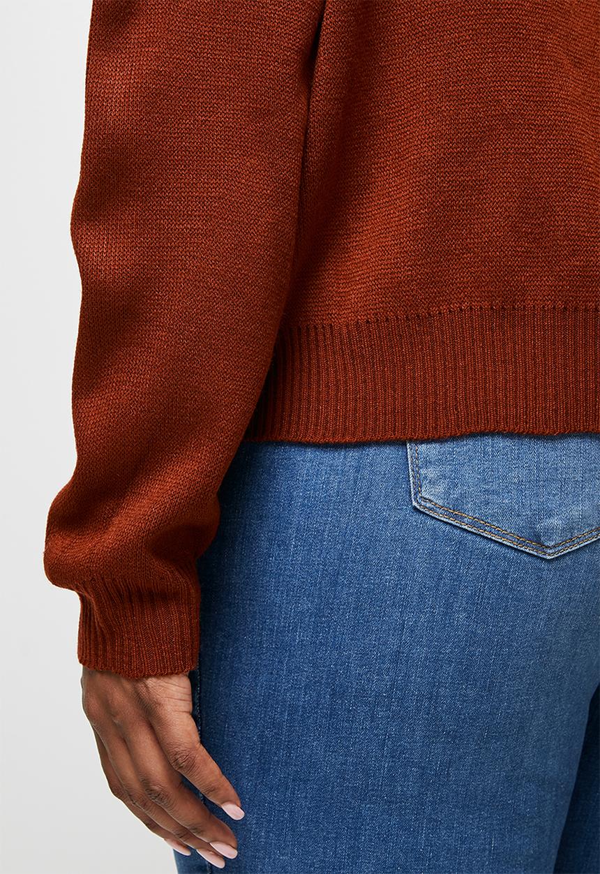 edit Plus - Slash neck basic jumper - dark rust