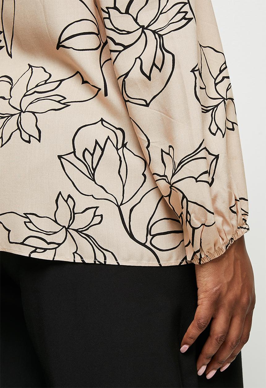 edit Plus - V-neck button down blouse - sand 