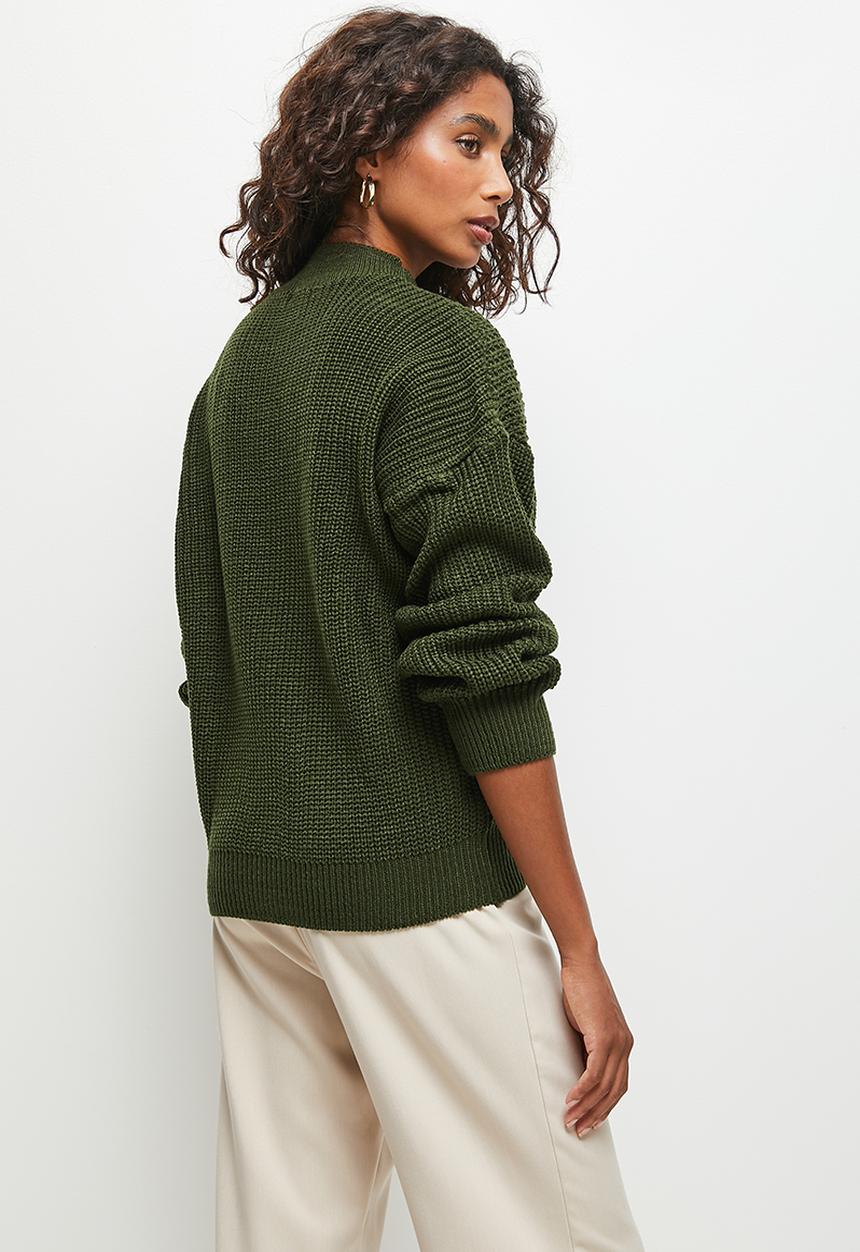 edit - Verigated rib detail jumper - dark olive