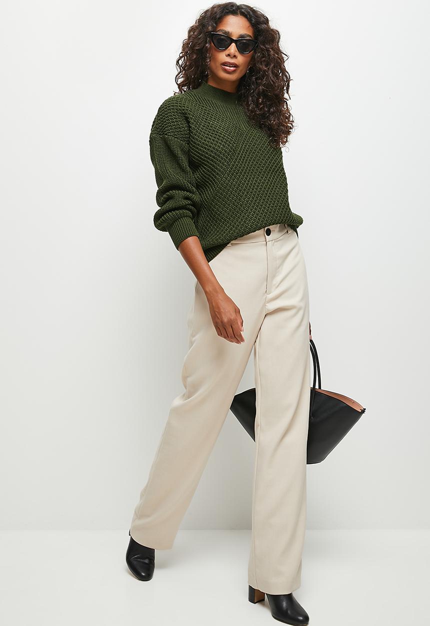 edit - Verigated rib detail jumper - dark olive