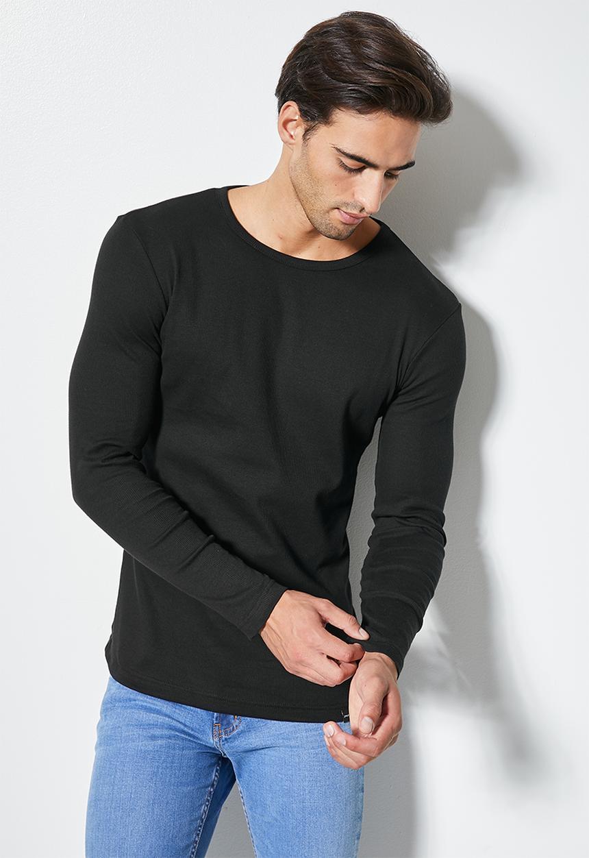 Superbalist - Brando long sleeve muscle fit crew neck tee - black