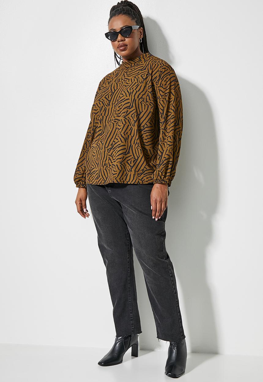 Superbalist - Hi funnel basic blouse - tobacco