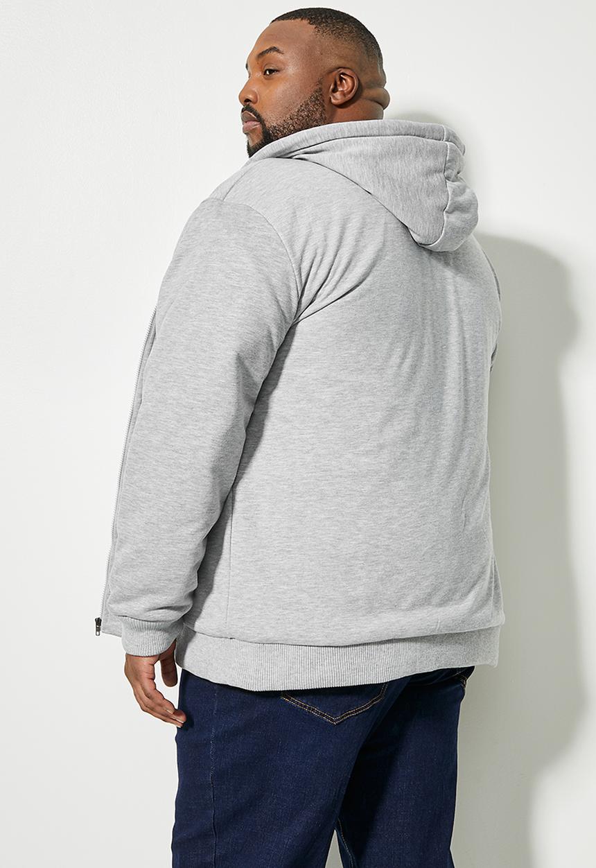 Superbalist - Stockton sherpa lined hoodie plus - grey melange