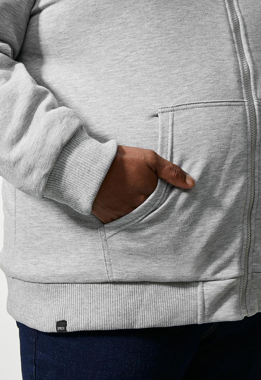 Superbalist - Stockton sherpa lined hoodie plus - grey melange