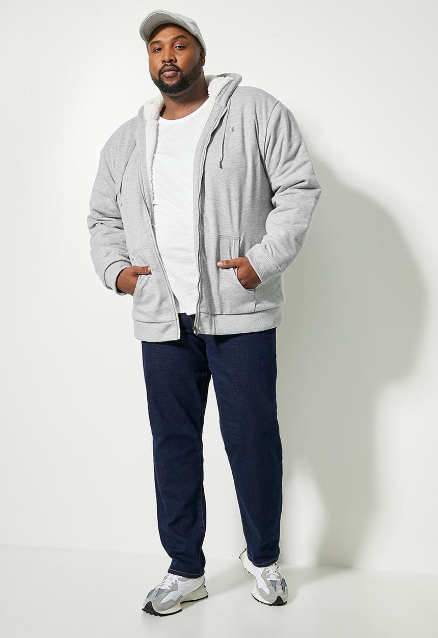 Superbalist - Stockton sherpa lined hoodie plus - grey melange