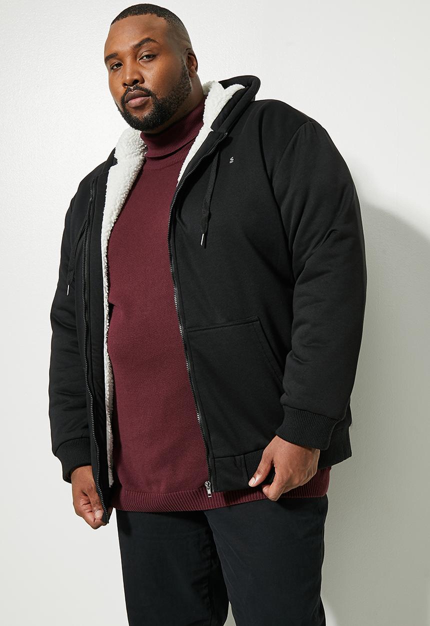 Superbalist - Stockton sherpa lined hoodie plus - black