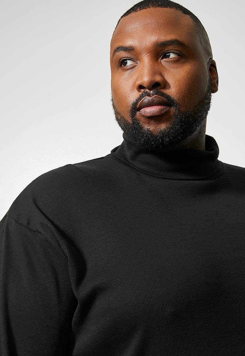 Superbalist - Sochi long sleeve plus ribbed roll neck tee - black
