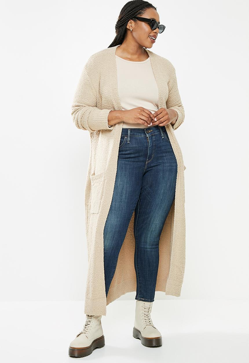 Glamorous - Plus full length cardi - stone
