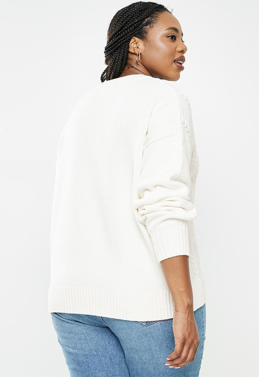 Glamorous - Plus button cardigan - cream