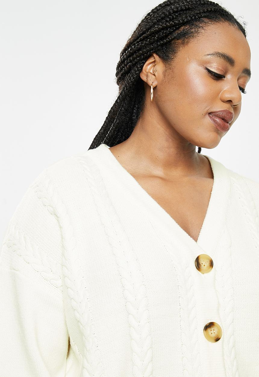 Glamorous - Plus button cardigan - cream