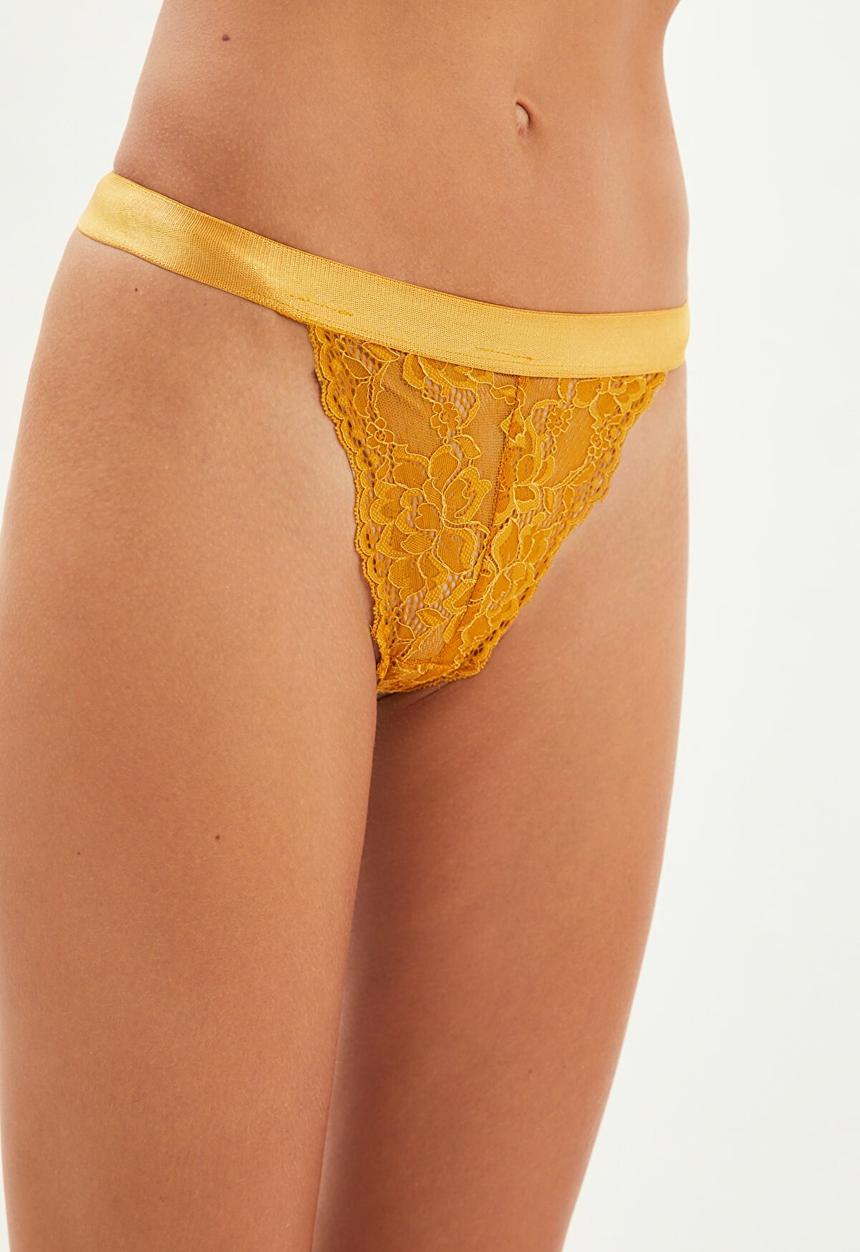 Trendyol - 2-pack lace thong panties - black & yellow