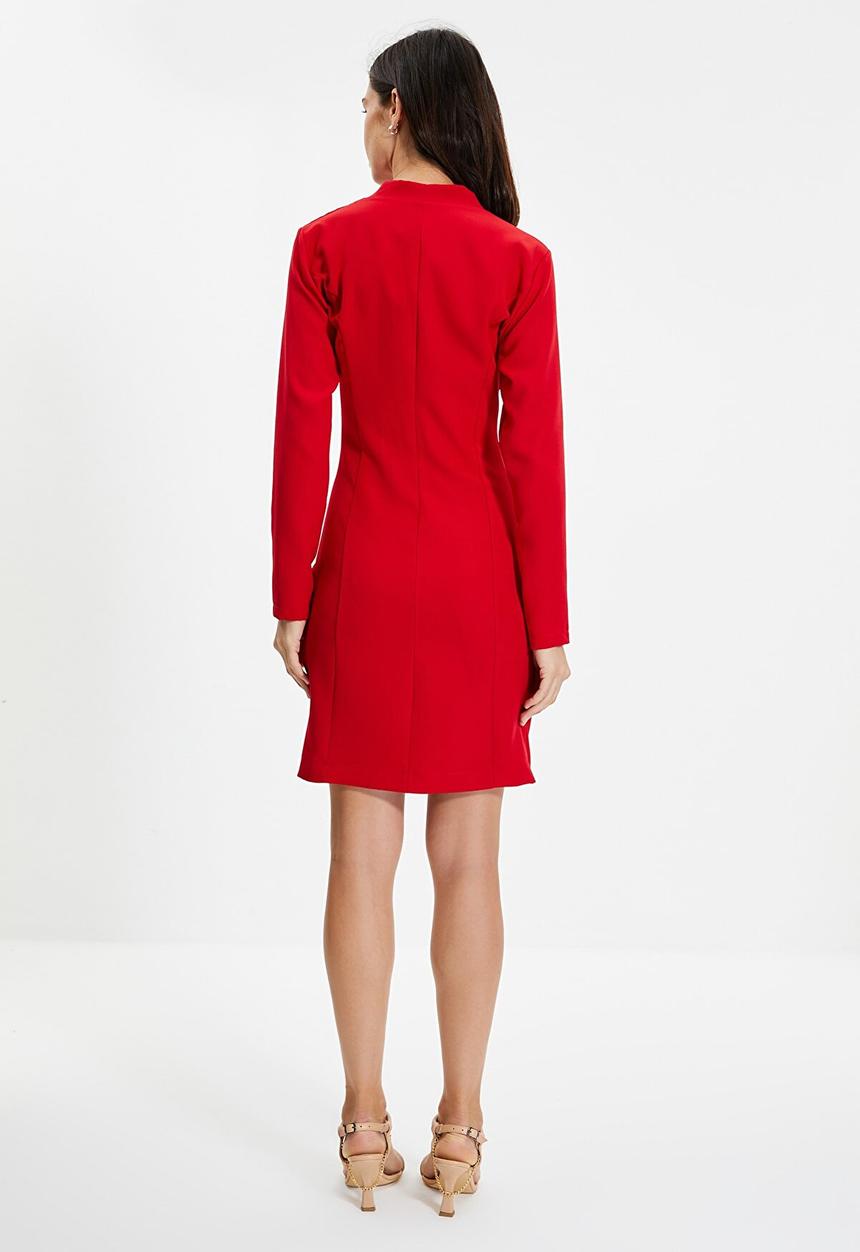 Trendyol - Double breasted collar jacket dress - red