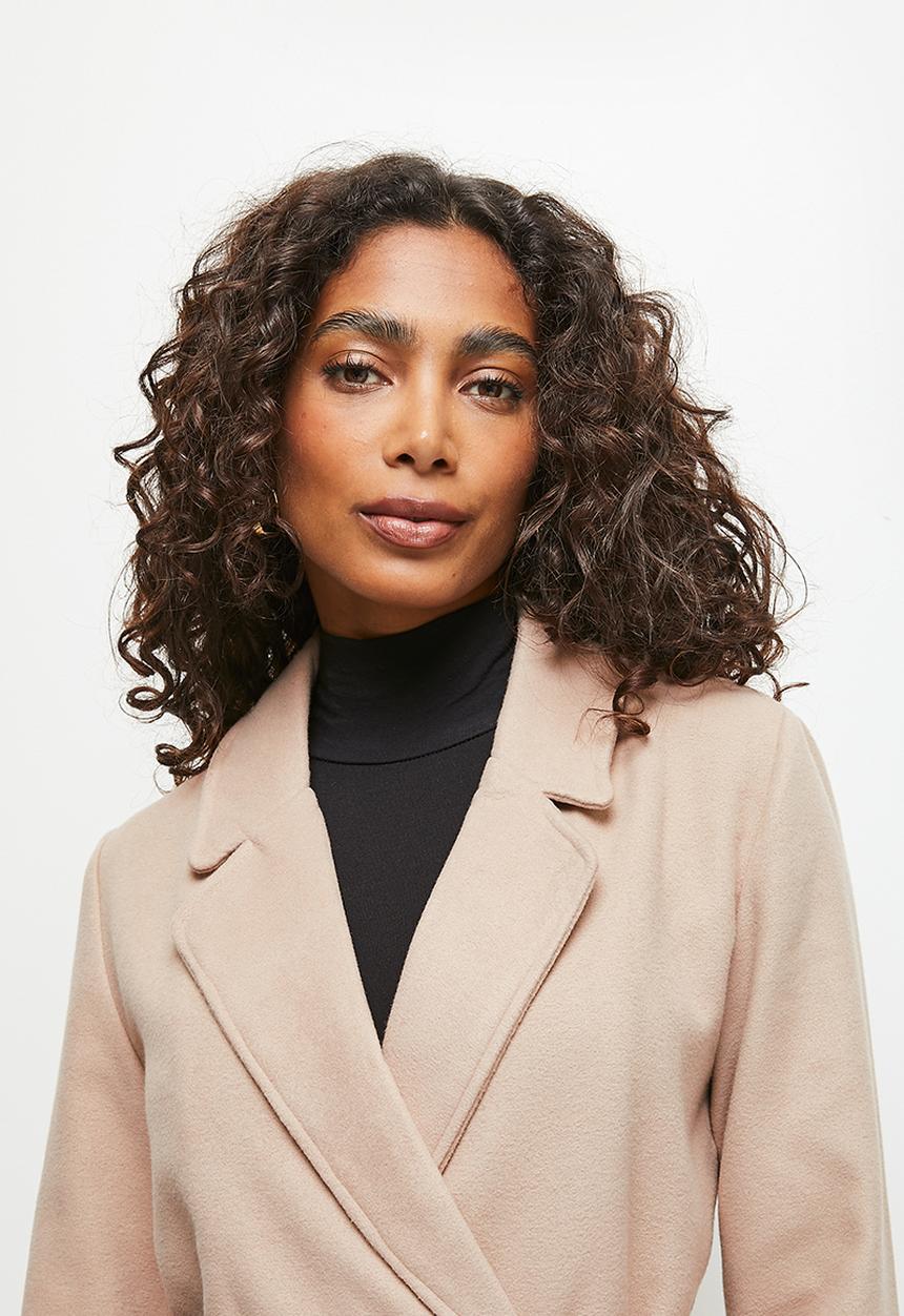 edit - Belted wrap coat - taupe
