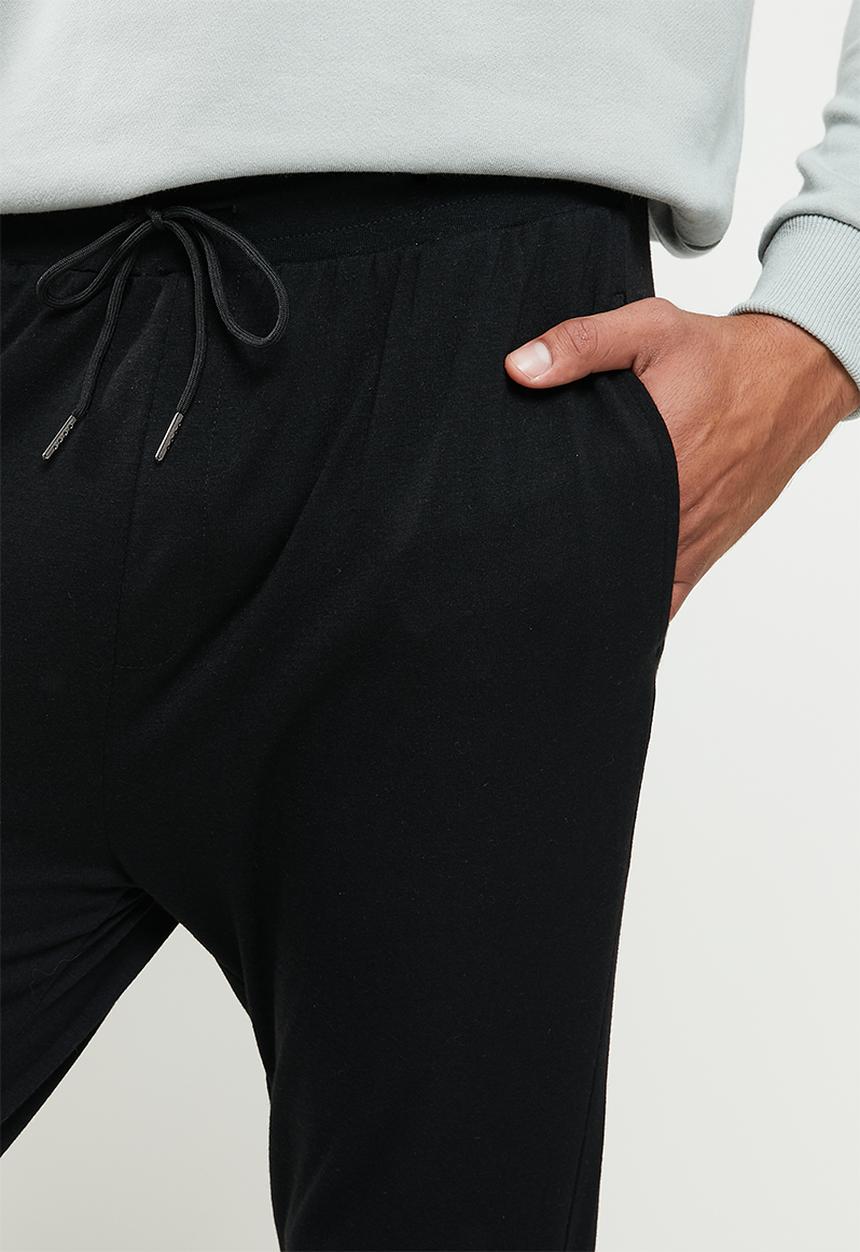 Superbalist - Regular fit knit cuffed lounge pants - black