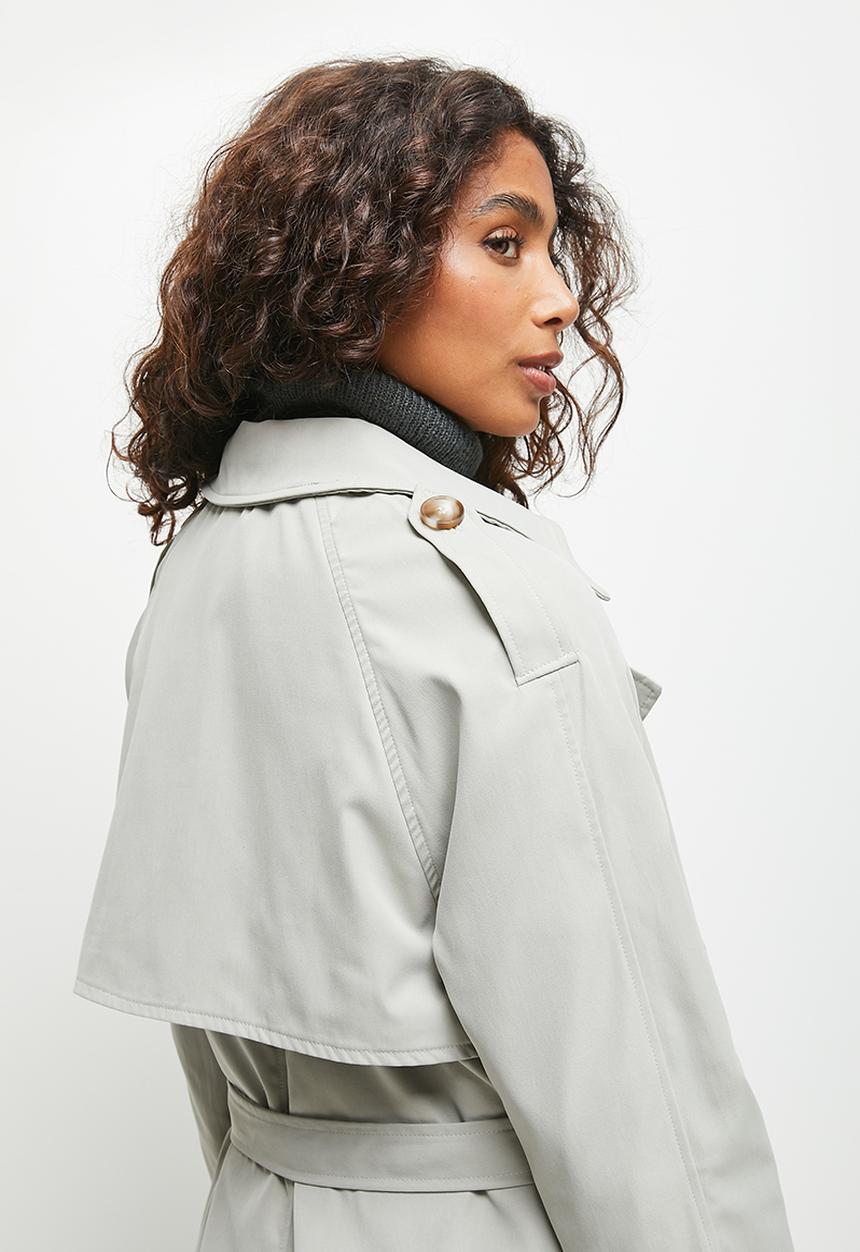 edit - Raglan sleeve trench - light sage