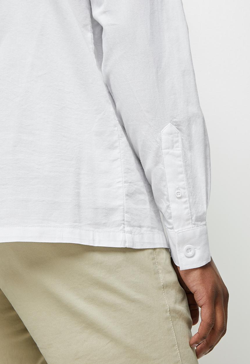 Lark & Crosse - Regular fit oxford dobby long sleeve shirt - white
