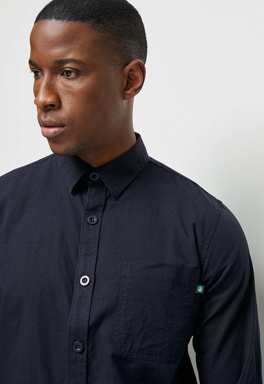Lark & Crosse - Regular fit oxford dobby long sleeve shirt - navy