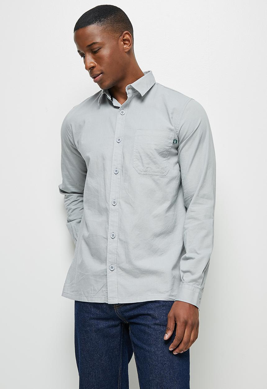 Lark & Crosse - Regular fit oxford dobby long sleeve shirt - grey