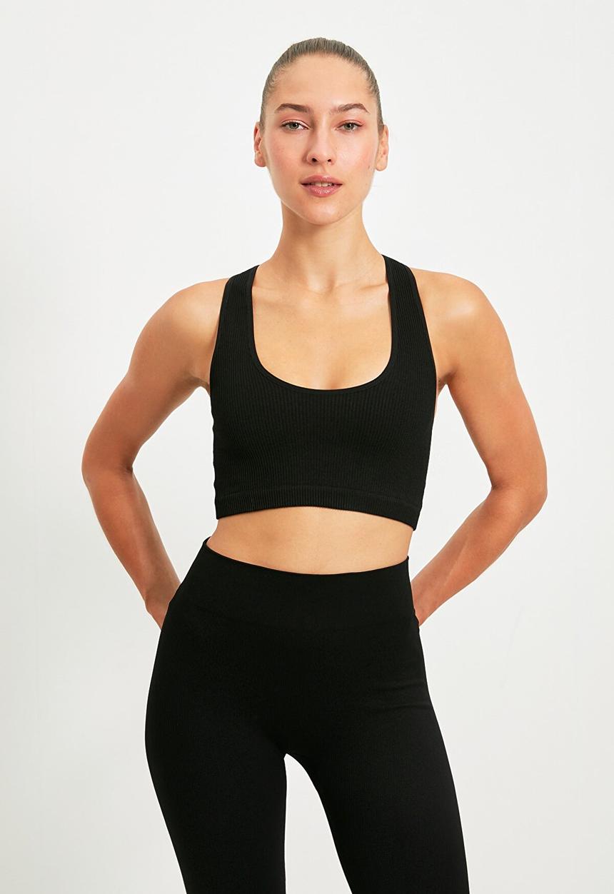 Trendyol - Seamless ribbed sports bra - black