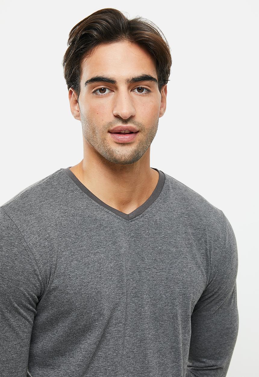 Superbalist - Slim fit stretch knit long sleeve sleep set - charcoal 
