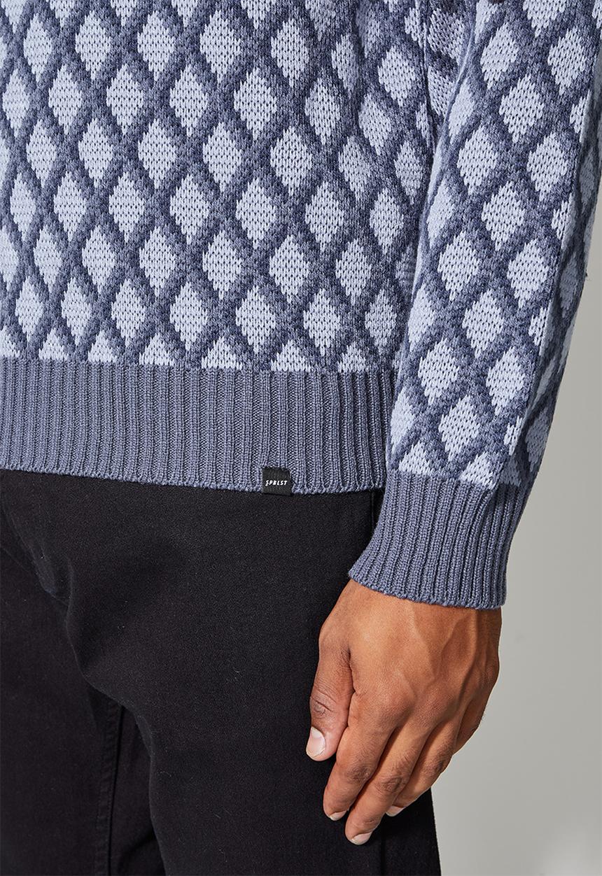 Superbalist - Geo pattern crew knit - blue