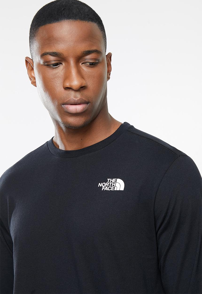 The North Face - M long sleeve red box tee - olive & black