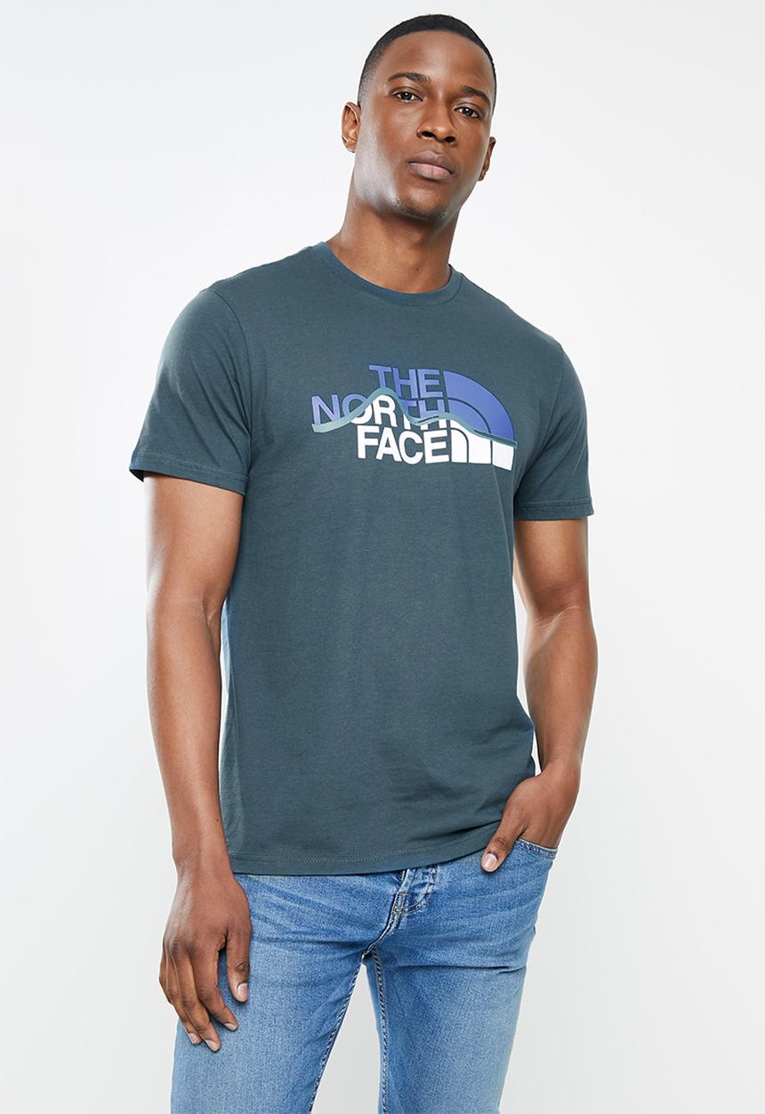 The North Face - M short sleeve mountain line tee - mid-blue