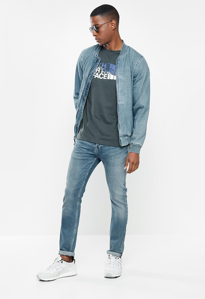 The North Face - M short sleeve mountain line tee - mid-blue