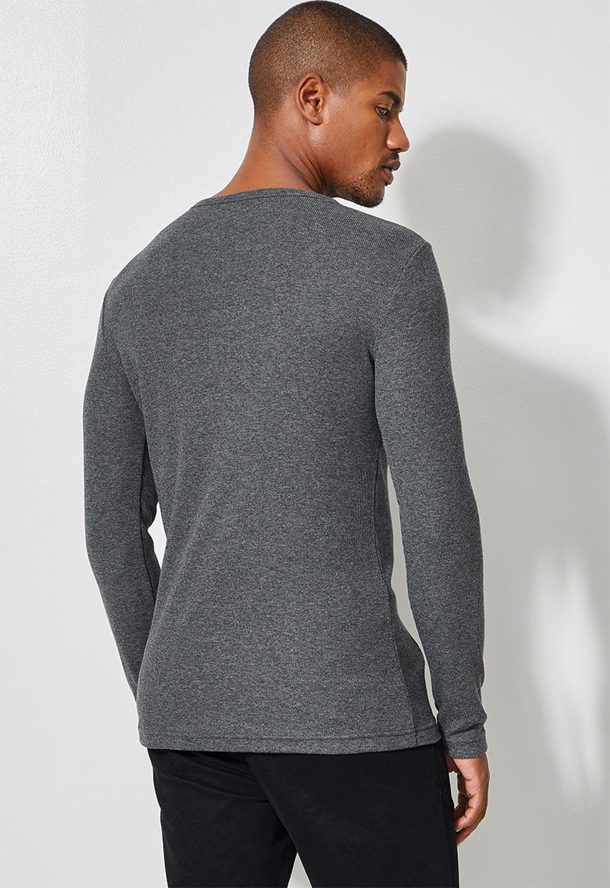 Superbalist - 2-Pack brando l/s muscle fit crew neck tee - white & charcoal melange