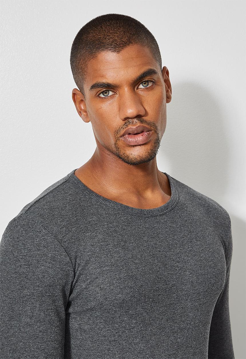 Superbalist - 2-Pack brando l/s muscle fit crew neck tee - white & charcoal melange